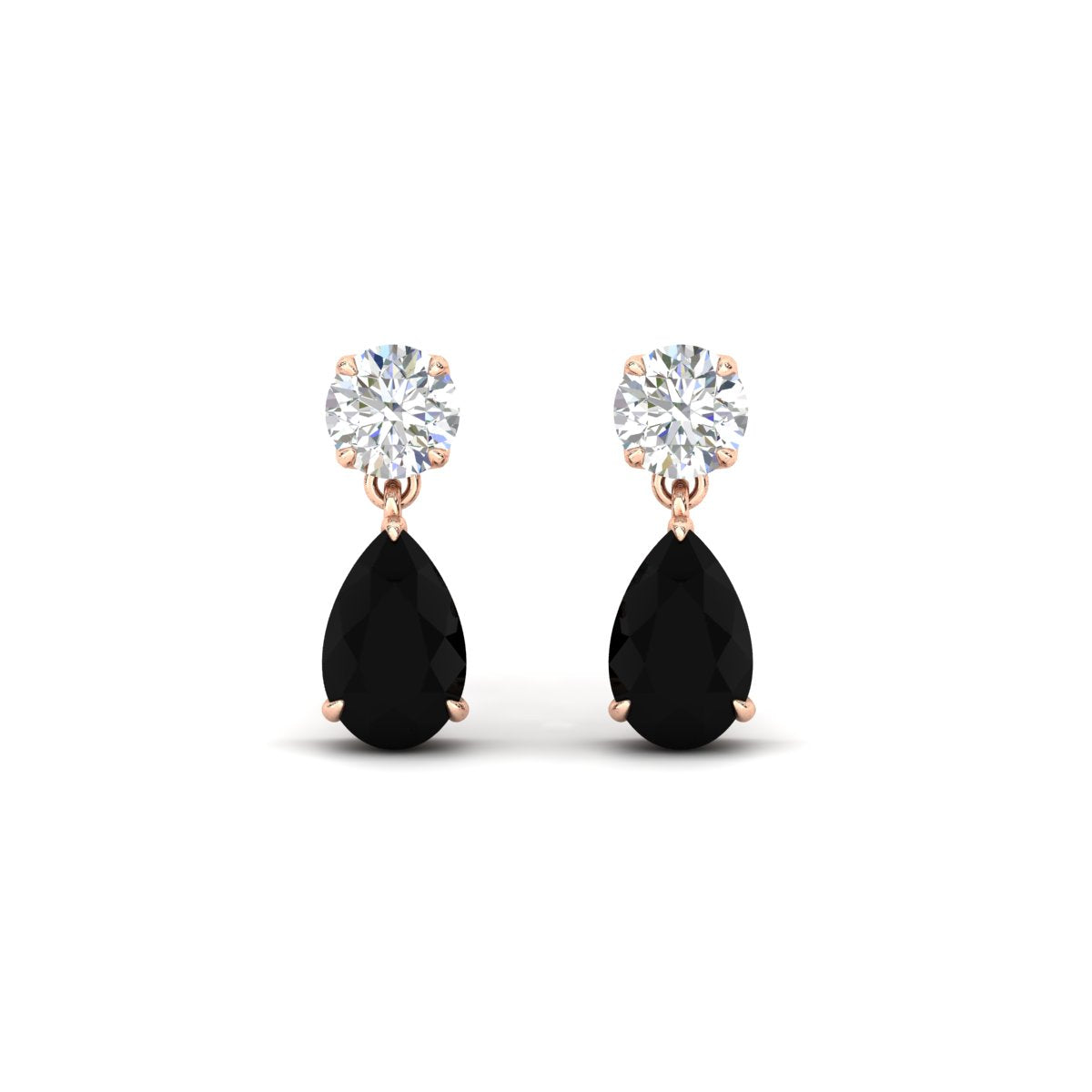 Round And Pear Drop Stud Earrings Fascinating Diamonds