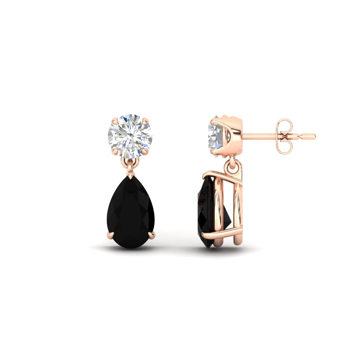Round And Pear Drop Stud Earrings Fascinating Diamonds