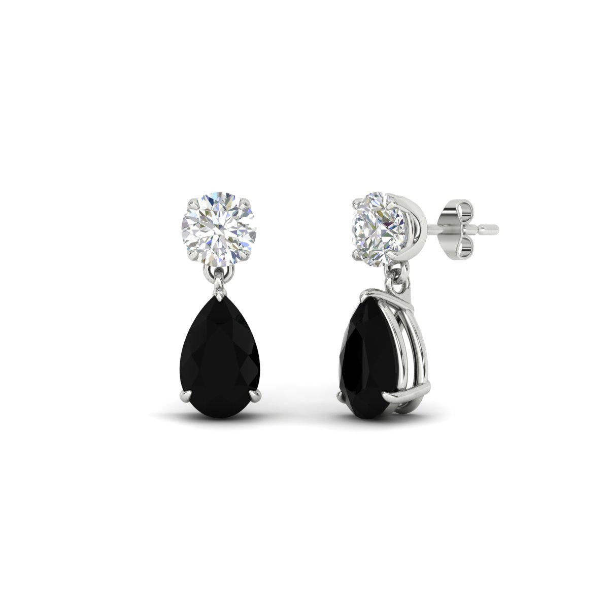 Round And Pear Drop Stud Earrings Fascinating Diamonds