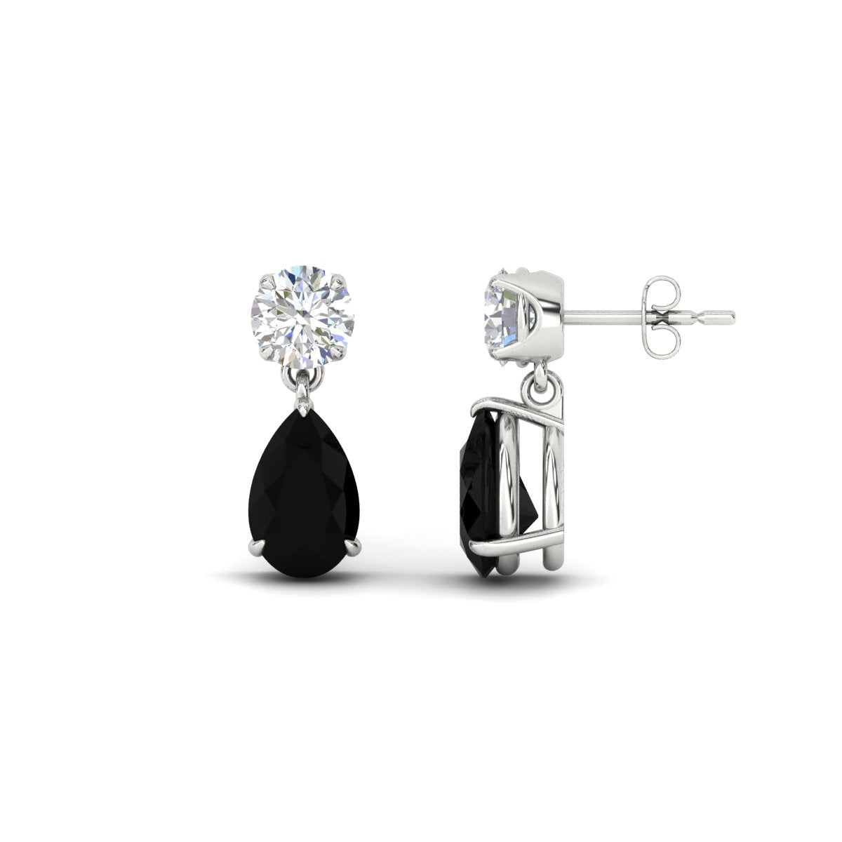 Round And Pear Drop Stud Earrings Fascinating Diamonds