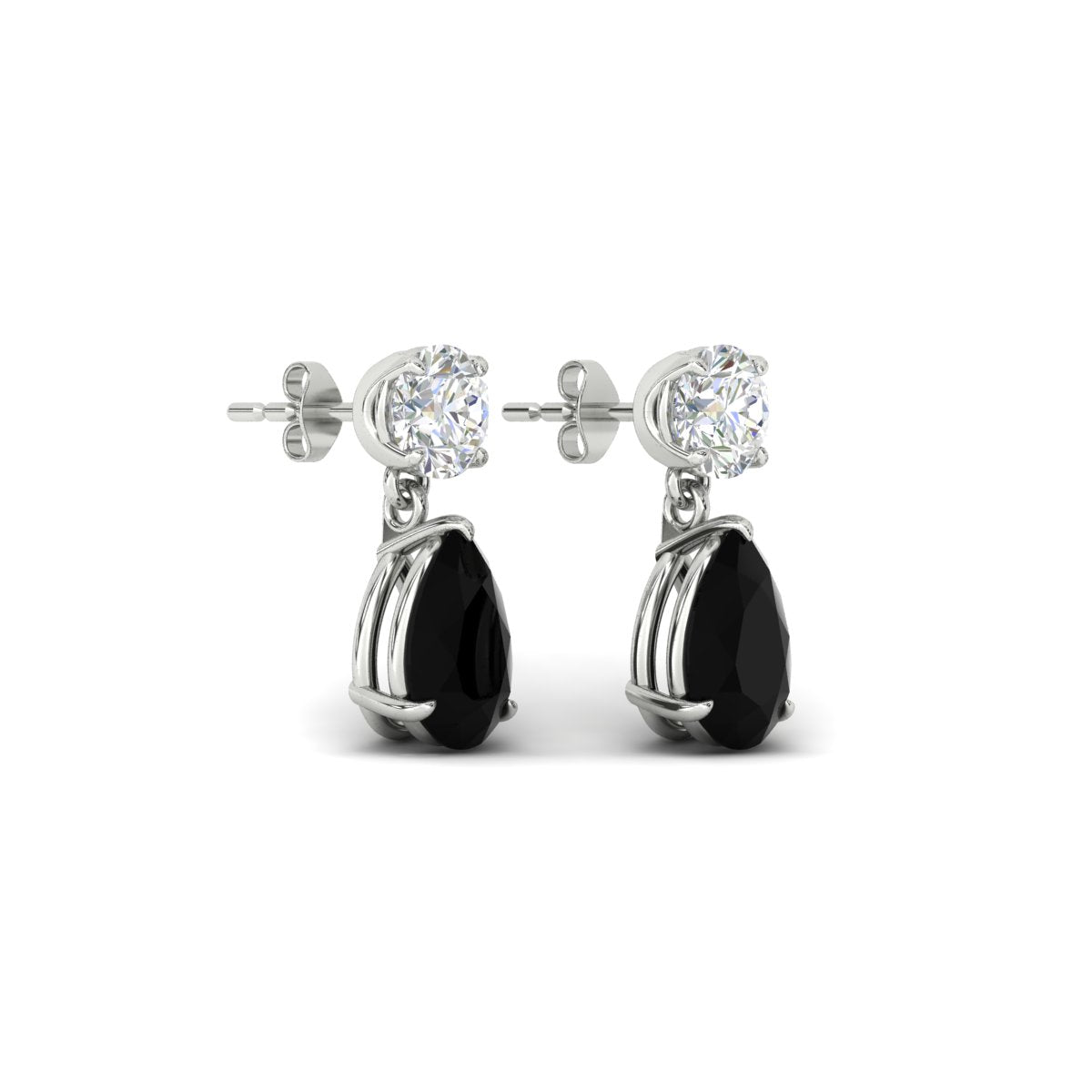 Round And Pear Drop Stud Earrings Fascinating Diamonds