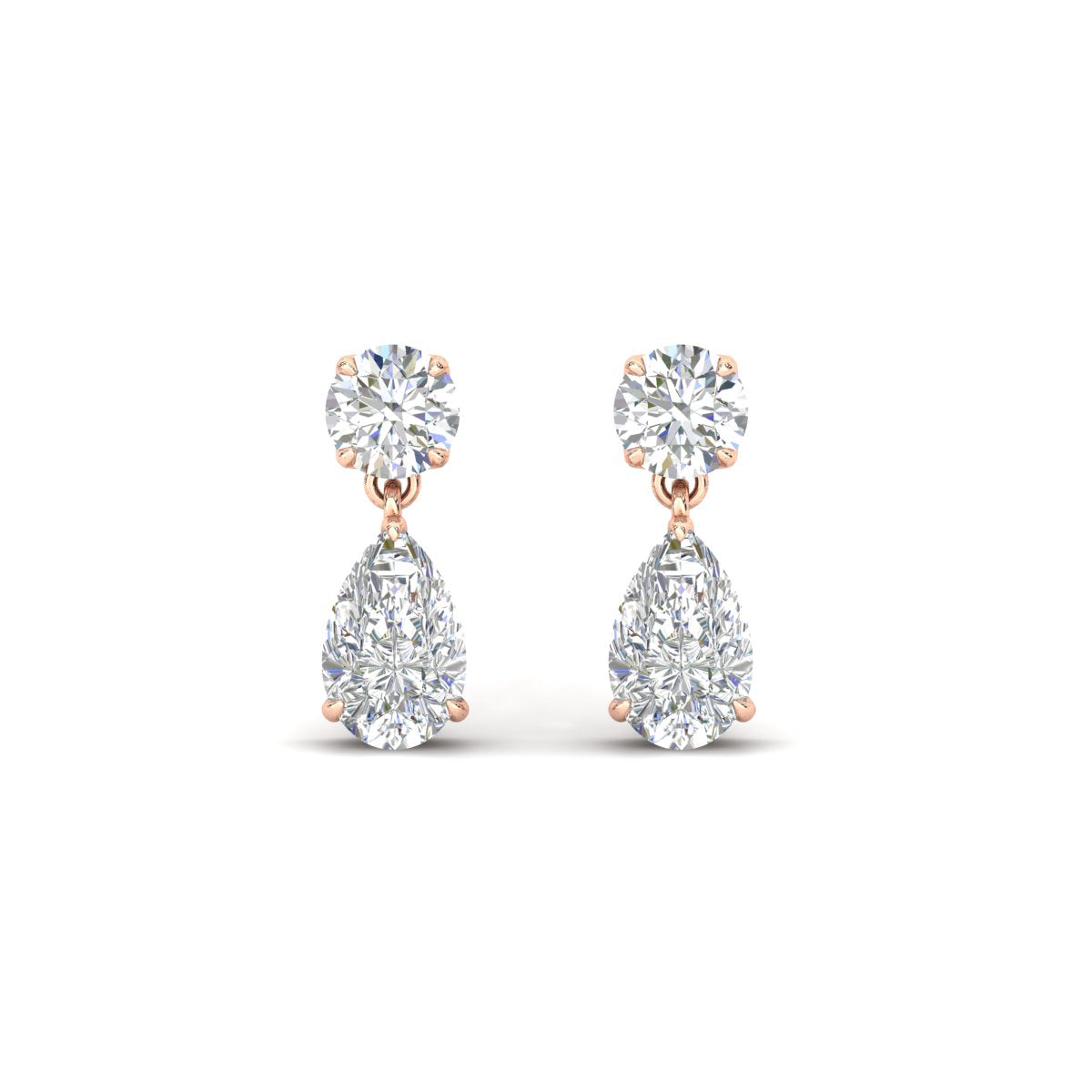 Round And Pear Drop Stud Earrings Fascinating Diamonds