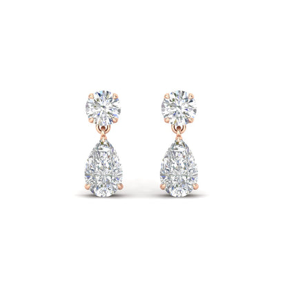 Round And Pear Drop Stud Earrings Fascinating Diamonds