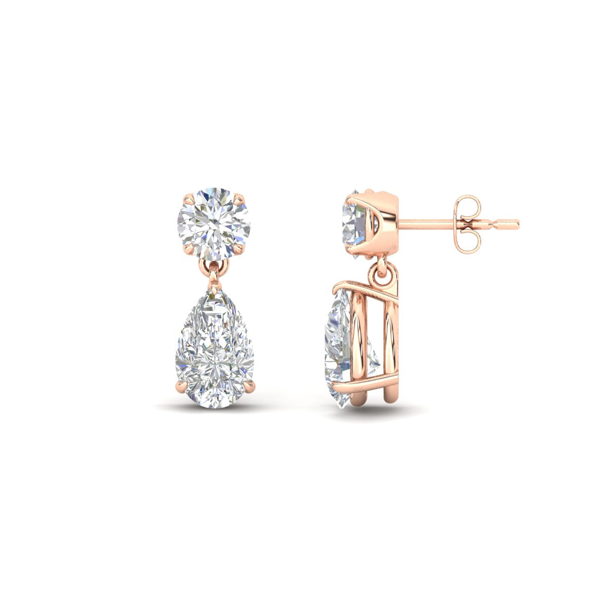 Round And Pear Drop Stud Earrings Fascinating Diamonds