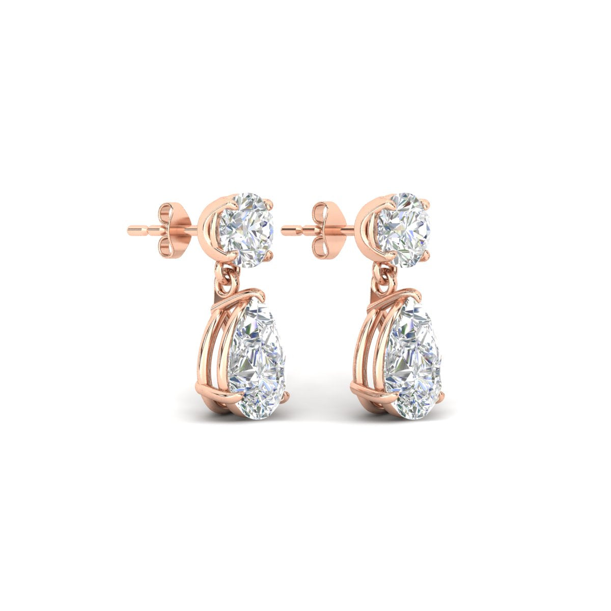 Round And Pear Drop Stud Earrings Fascinating Diamonds