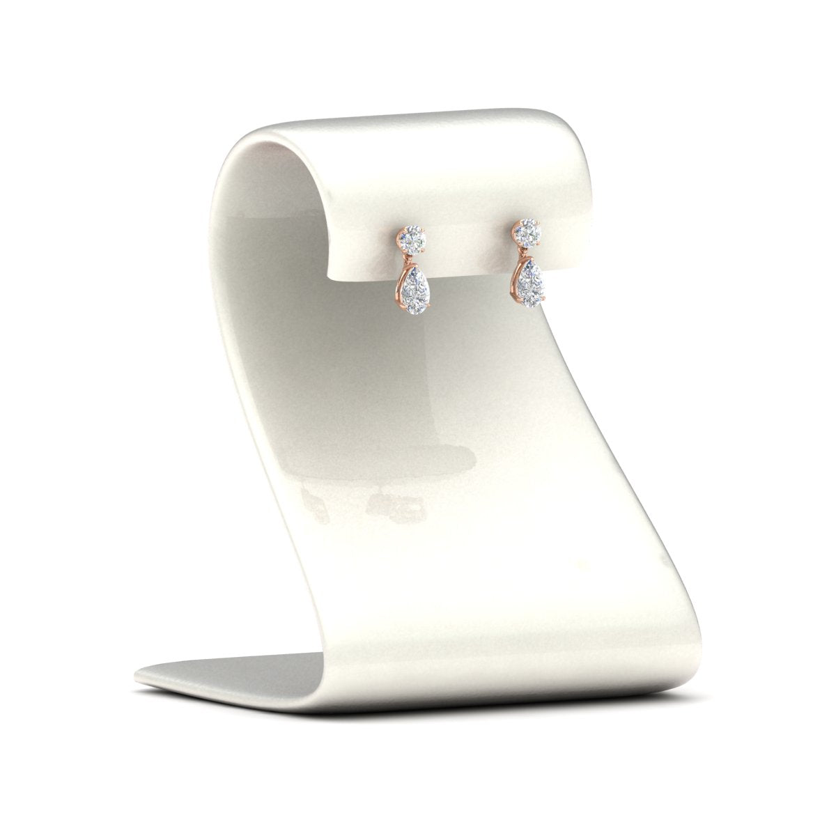 Round And Pear Drop Stud Earrings Fascinating Diamonds