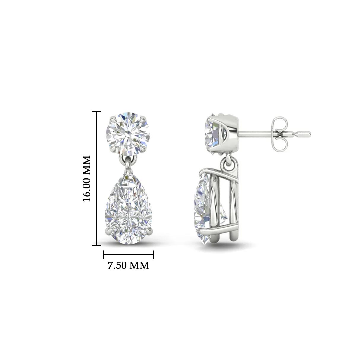 Round And Pear Drop Stud Earrings Fascinating Diamonds
