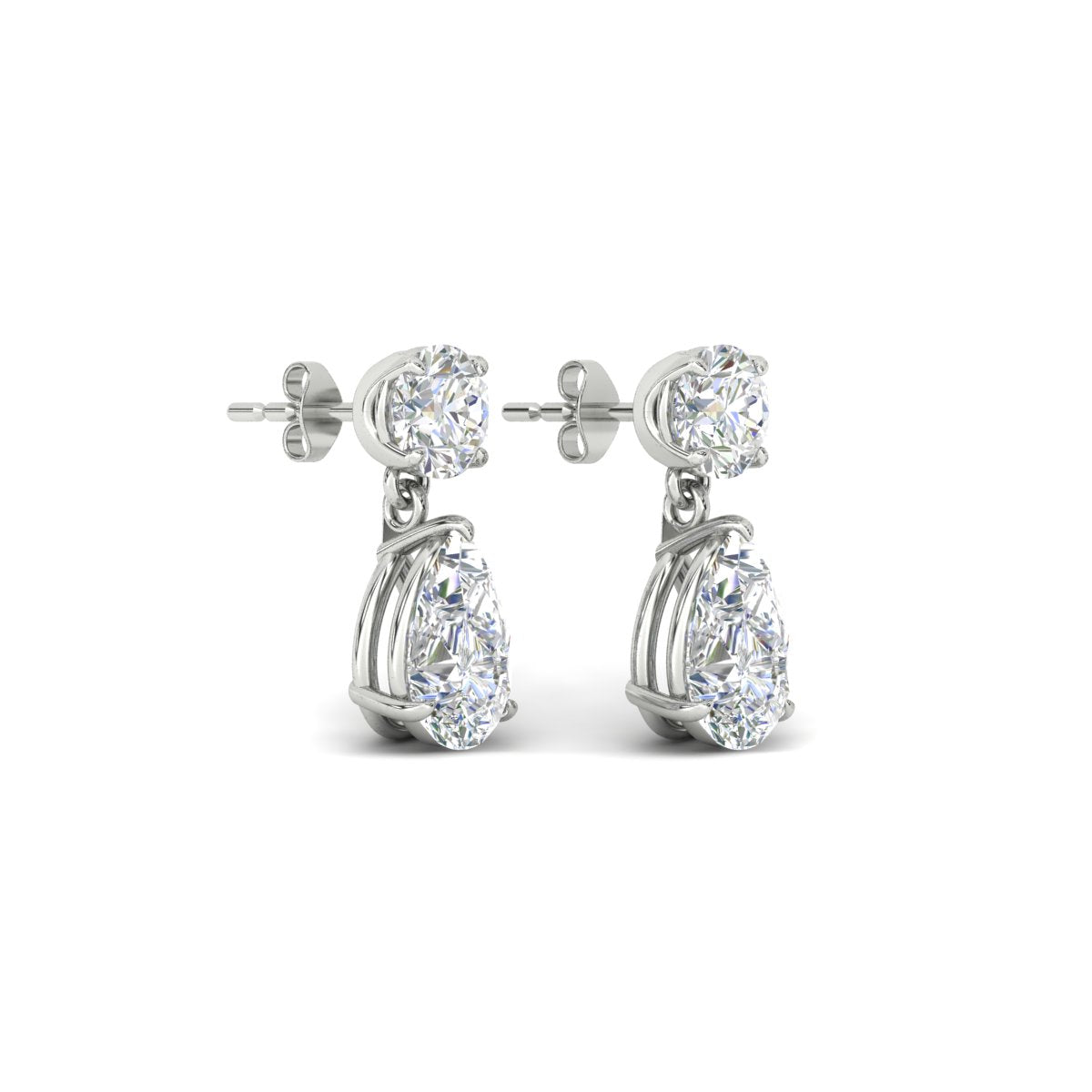Round And Pear Drop Stud Earrings Fascinating Diamonds