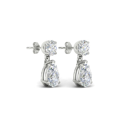 Round And Pear Drop Stud Earrings Fascinating Diamonds