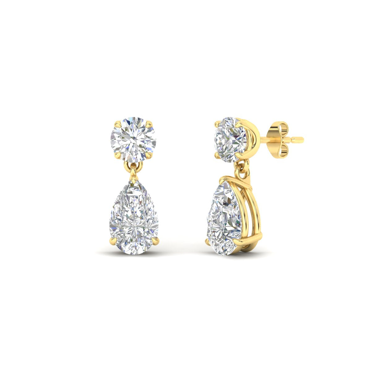 Round And Pear Drop Stud Earrings Fascinating Diamonds