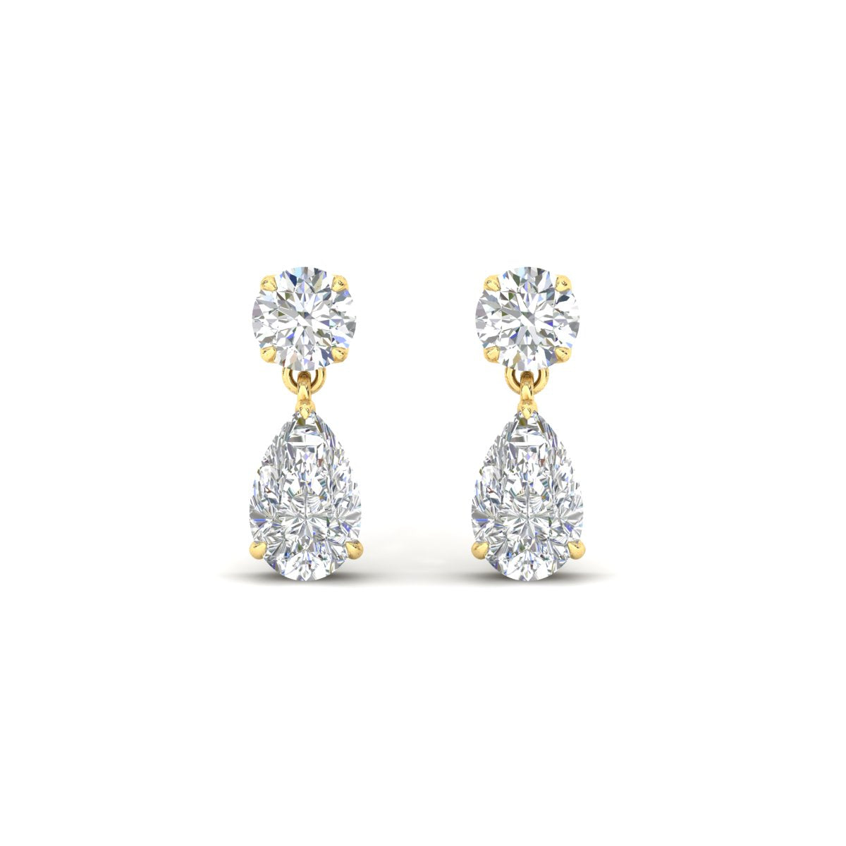 Round And Pear Drop Stud Earrings Fascinating Diamonds