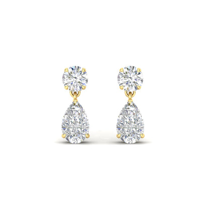 Round And Pear Drop Stud Earrings Fascinating Diamonds