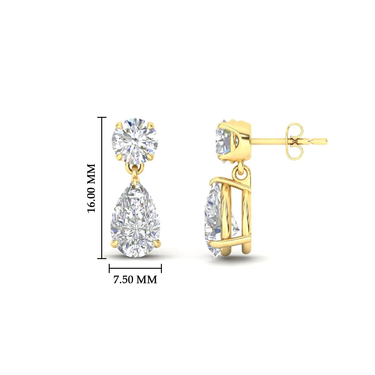 Round And Pear Drop Stud Earrings Fascinating Diamonds