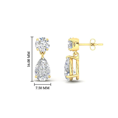 Round And Pear Drop Stud Earrings Fascinating Diamonds