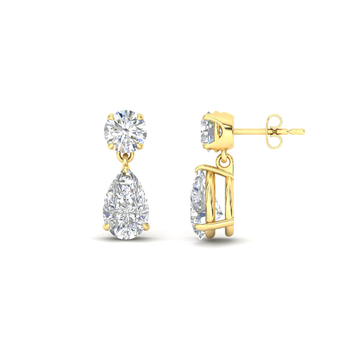 Round And Pear Drop Stud Earrings Fascinating Diamonds