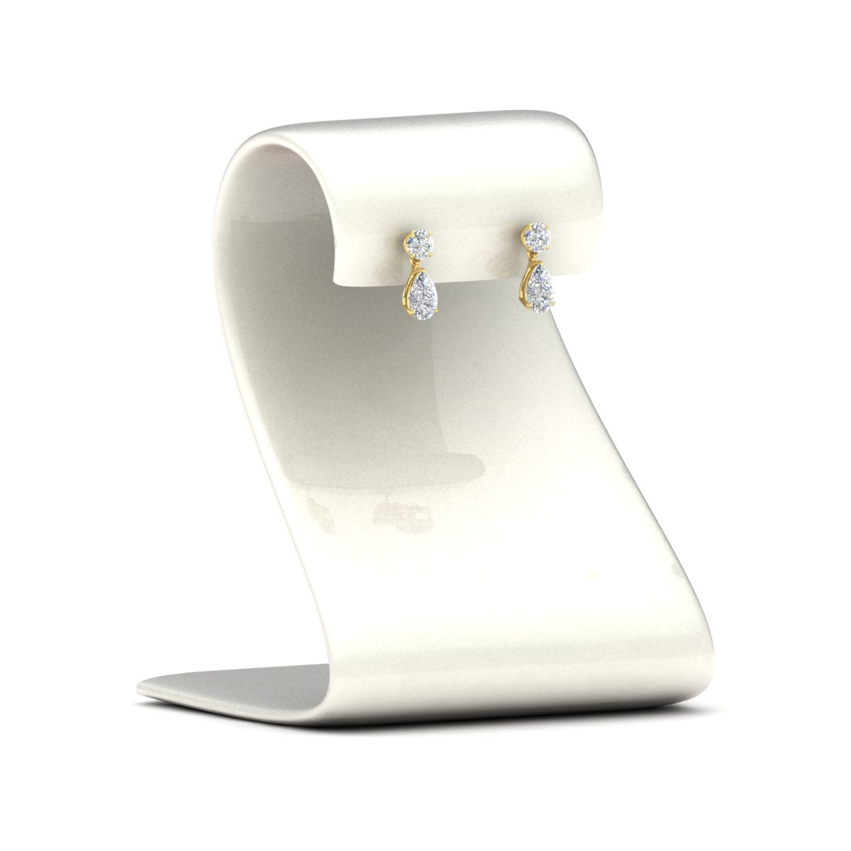 Round And Pear Drop Stud Earrings Fascinating Diamonds