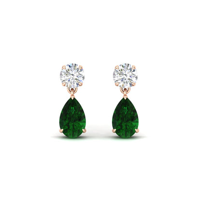 Round And Pear Drop Stud Earrings Fascinating Diamonds