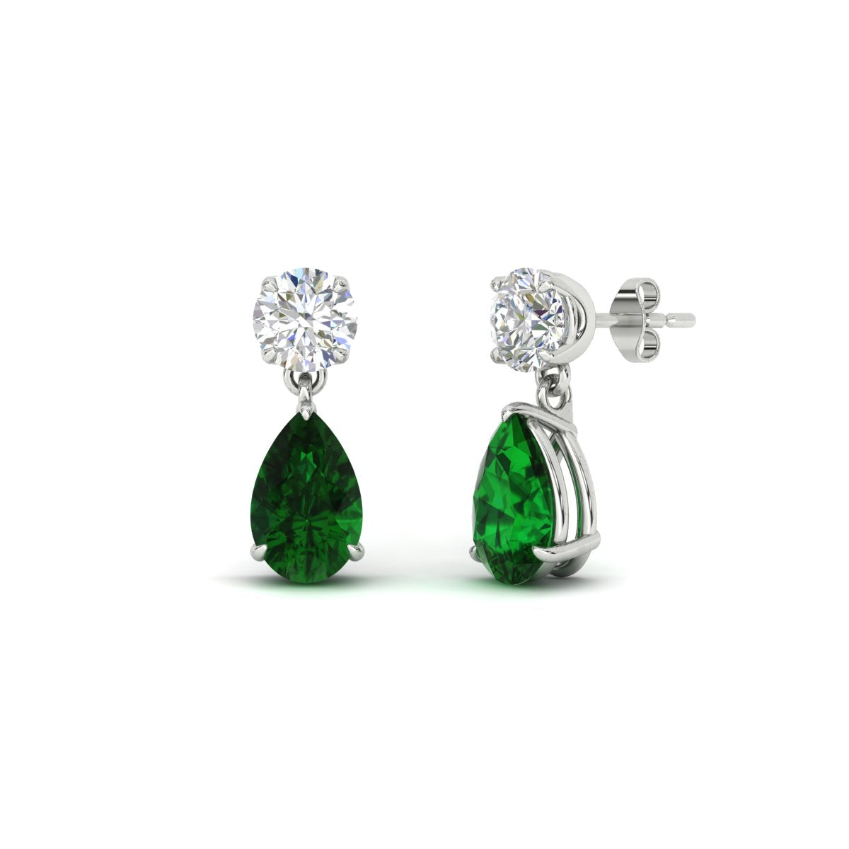 Round And Pear Drop Stud Earrings Fascinating Diamonds