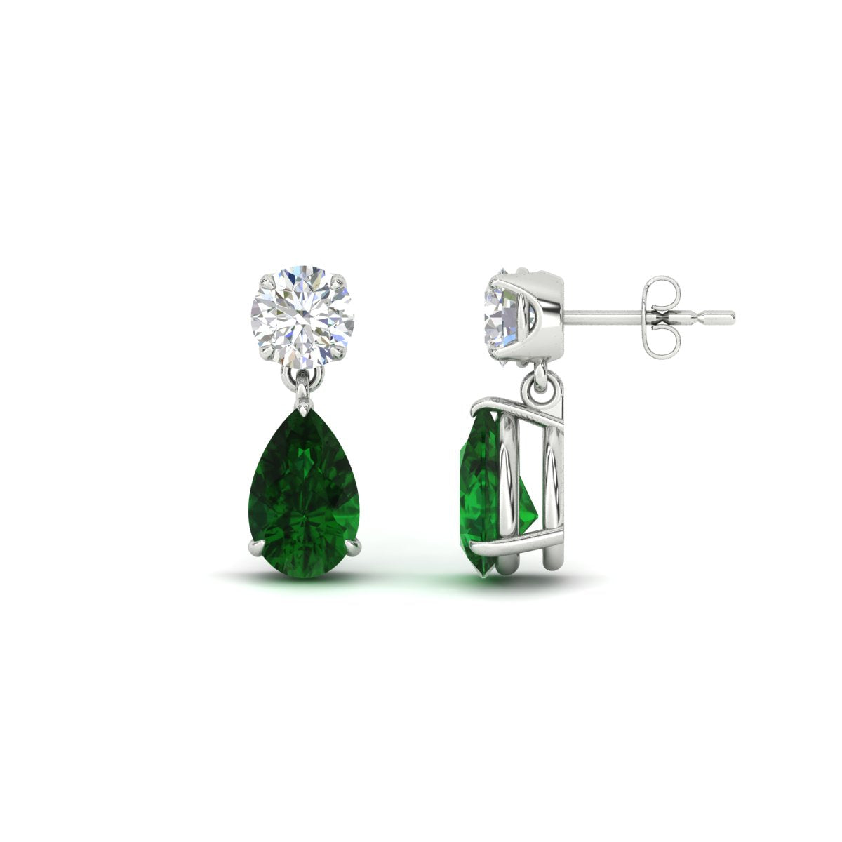 Round And Pear Drop Stud Earrings Fascinating Diamonds