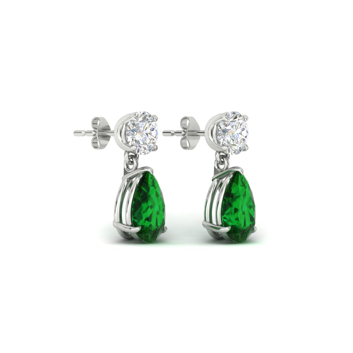 Round And Pear Drop Stud Earrings Fascinating Diamonds