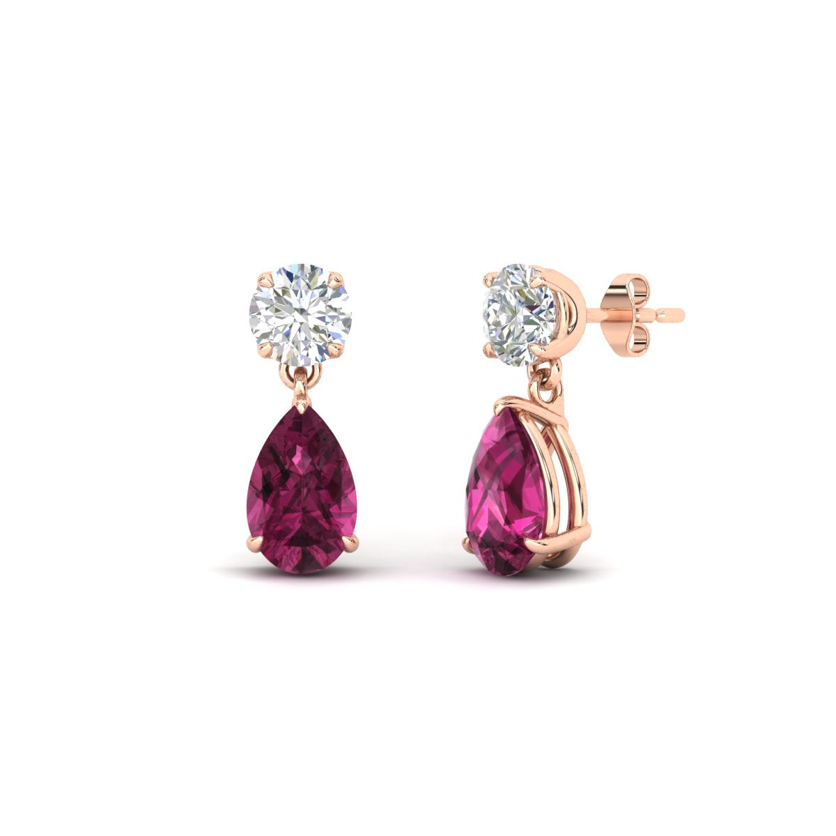 Round And Pear Drop Stud Earrings Fascinating Diamonds
