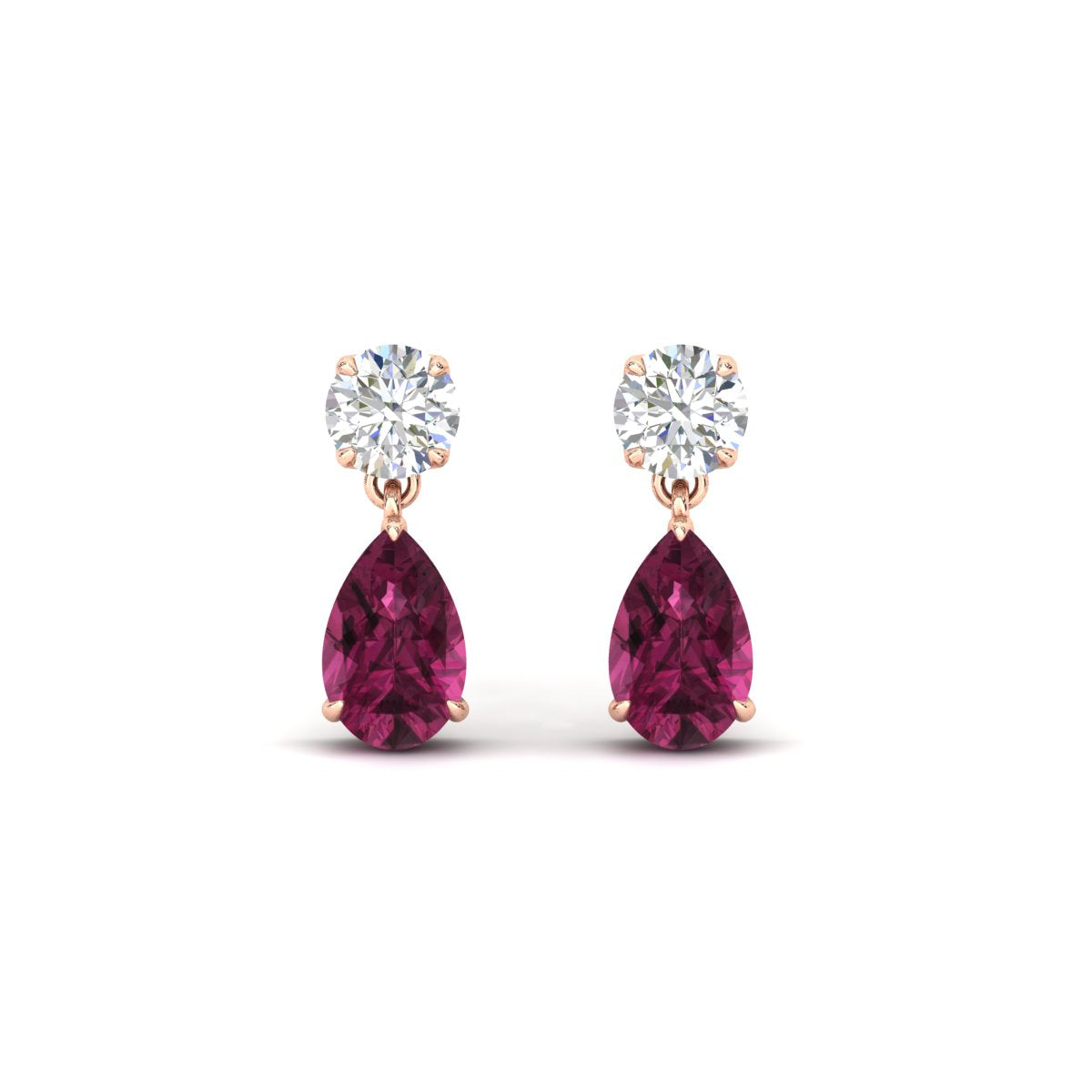 Round And Pear Drop Stud Earrings Fascinating Diamonds