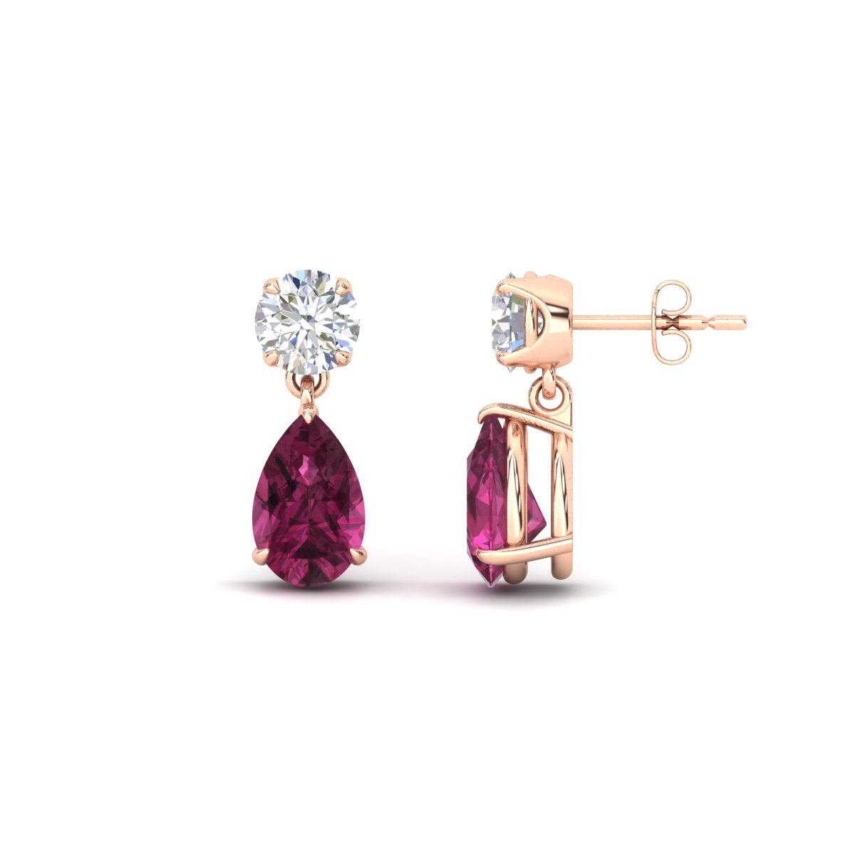 Round And Pear Drop Stud Earrings Fascinating Diamonds