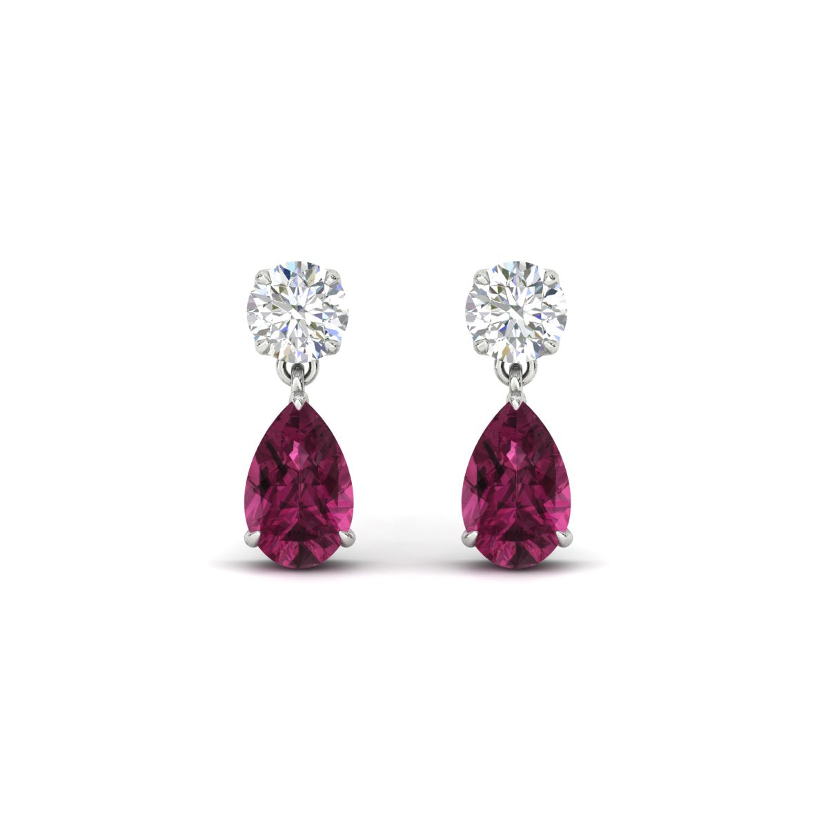 Round And Pear Drop Stud Earrings Fascinating Diamonds
