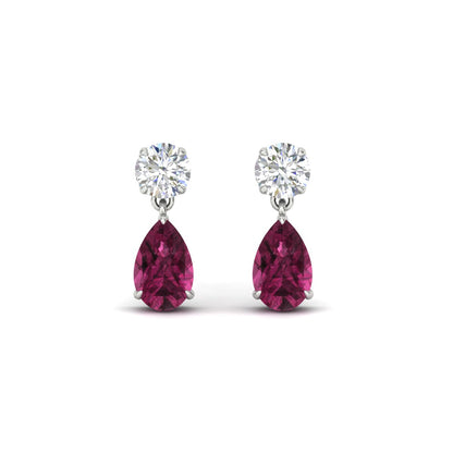 Round And Pear Drop Stud Earrings Fascinating Diamonds