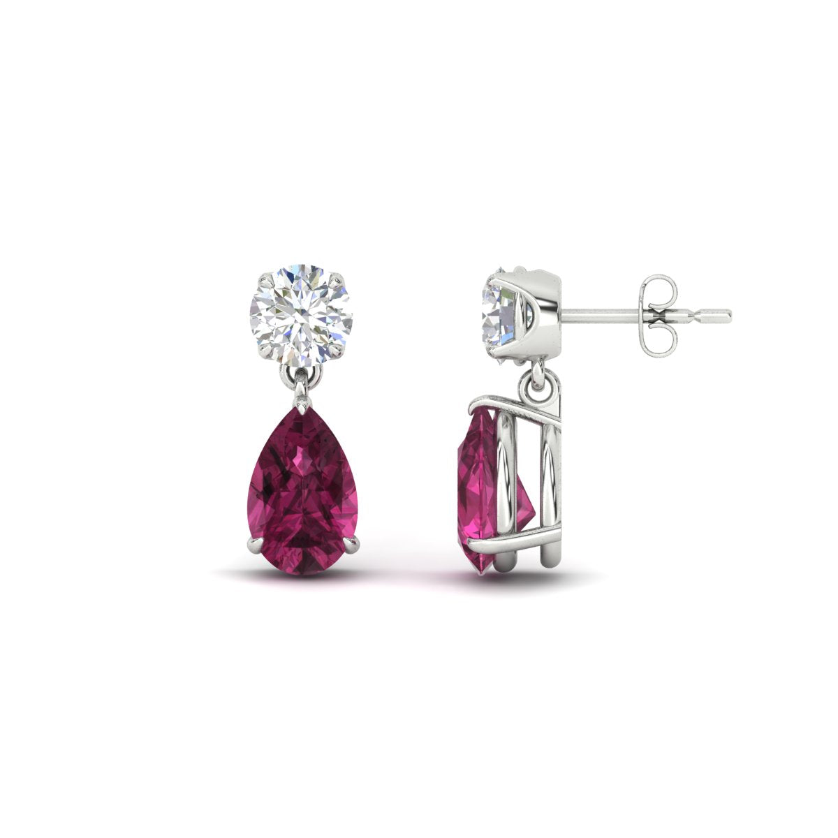 Round And Pear Drop Stud Earrings Fascinating Diamonds