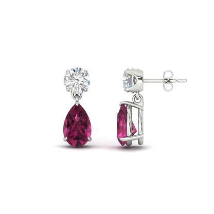 Round And Pear Drop Stud Earrings Fascinating Diamonds