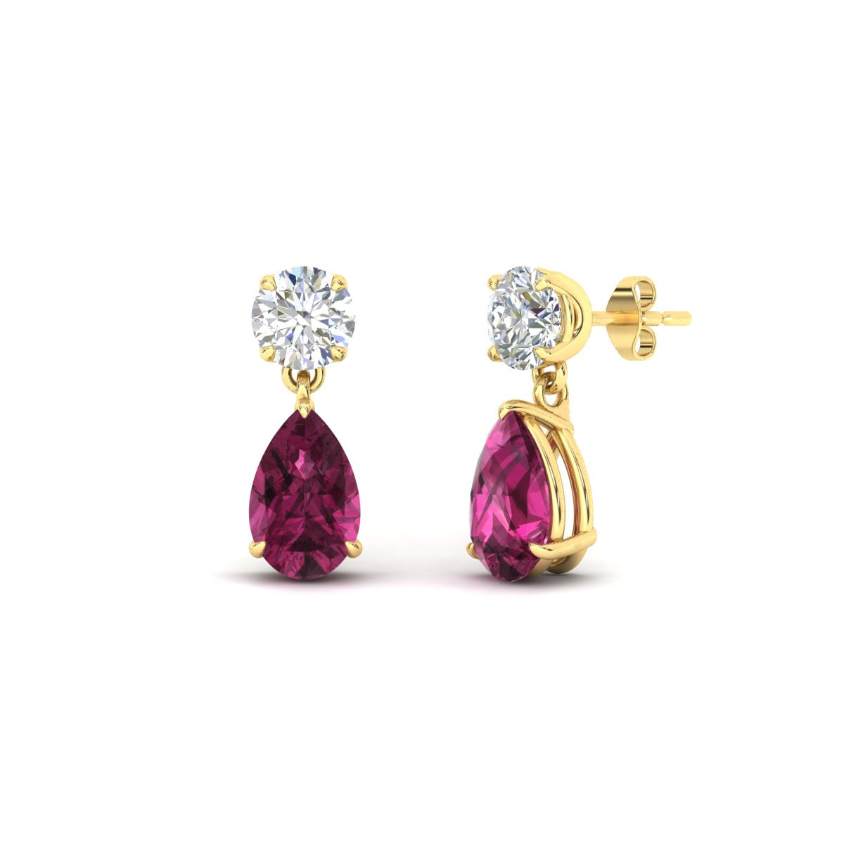 Round And Pear Drop Stud Earrings Fascinating Diamonds