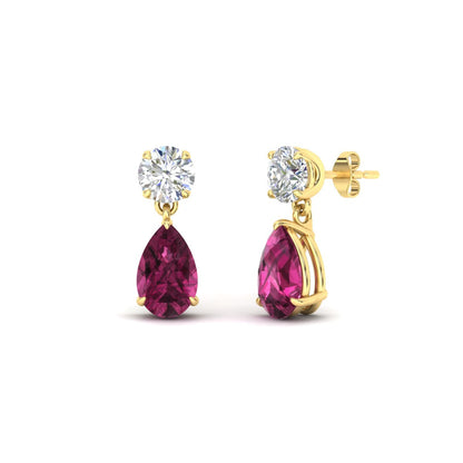 Round And Pear Drop Stud Earrings Fascinating Diamonds