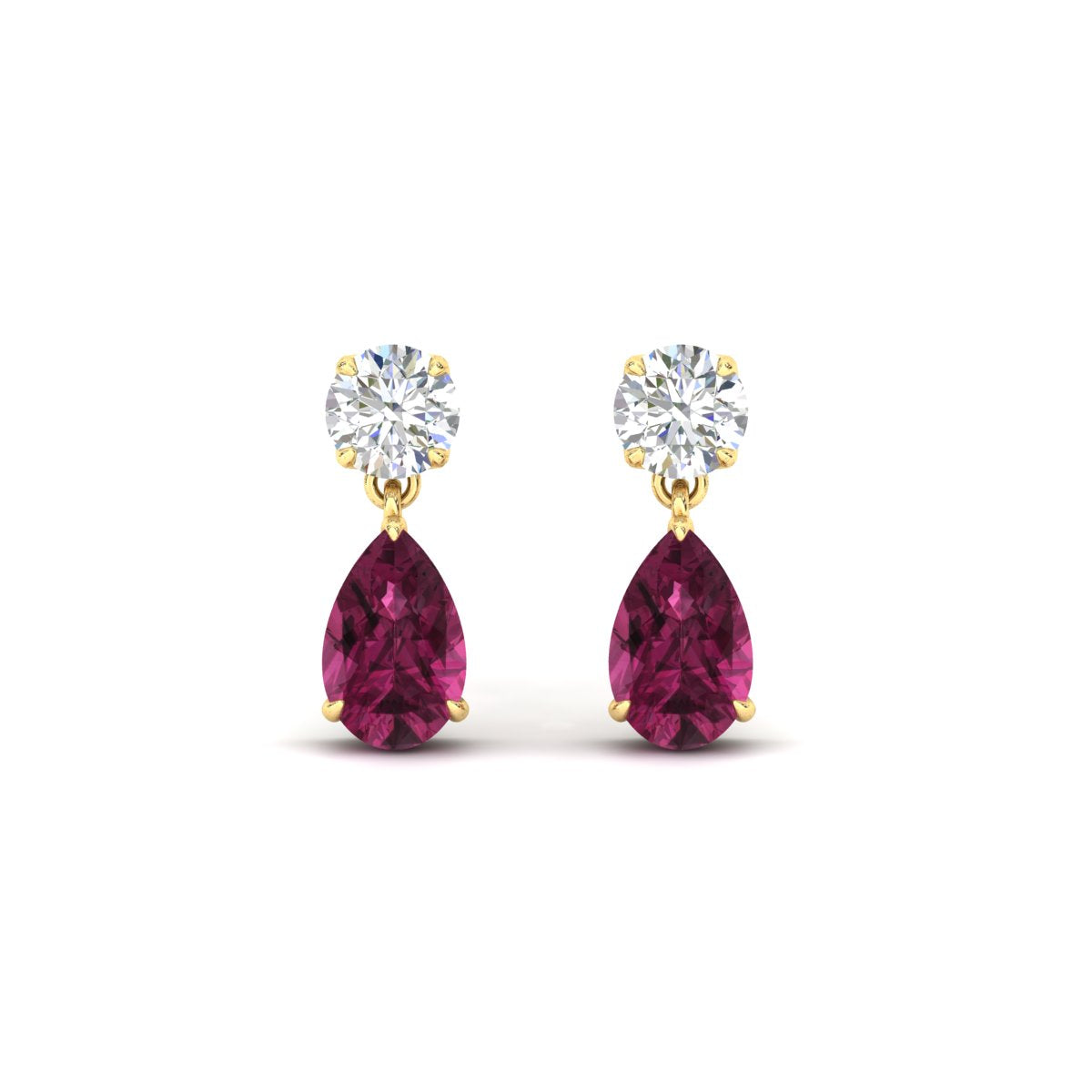 Round And Pear Drop Stud Earrings Fascinating Diamonds