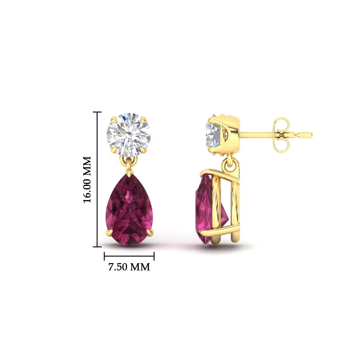 Round And Pear Drop Stud Earrings Fascinating Diamonds