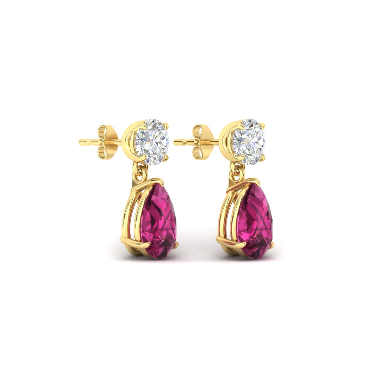 Round And Pear Drop Stud Earrings Fascinating Diamonds