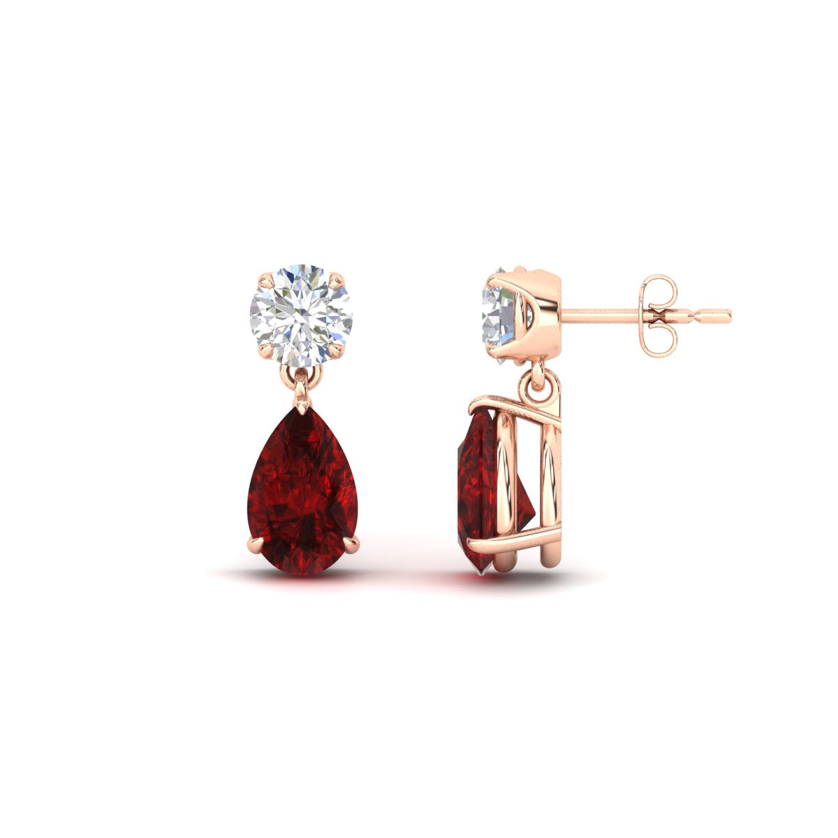 Round And Pear Drop Stud Earrings Fascinating Diamonds