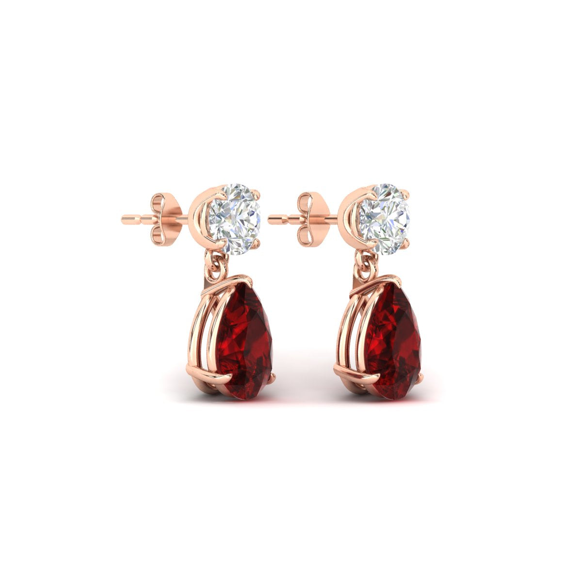 Round And Pear Drop Stud Earrings Fascinating Diamonds