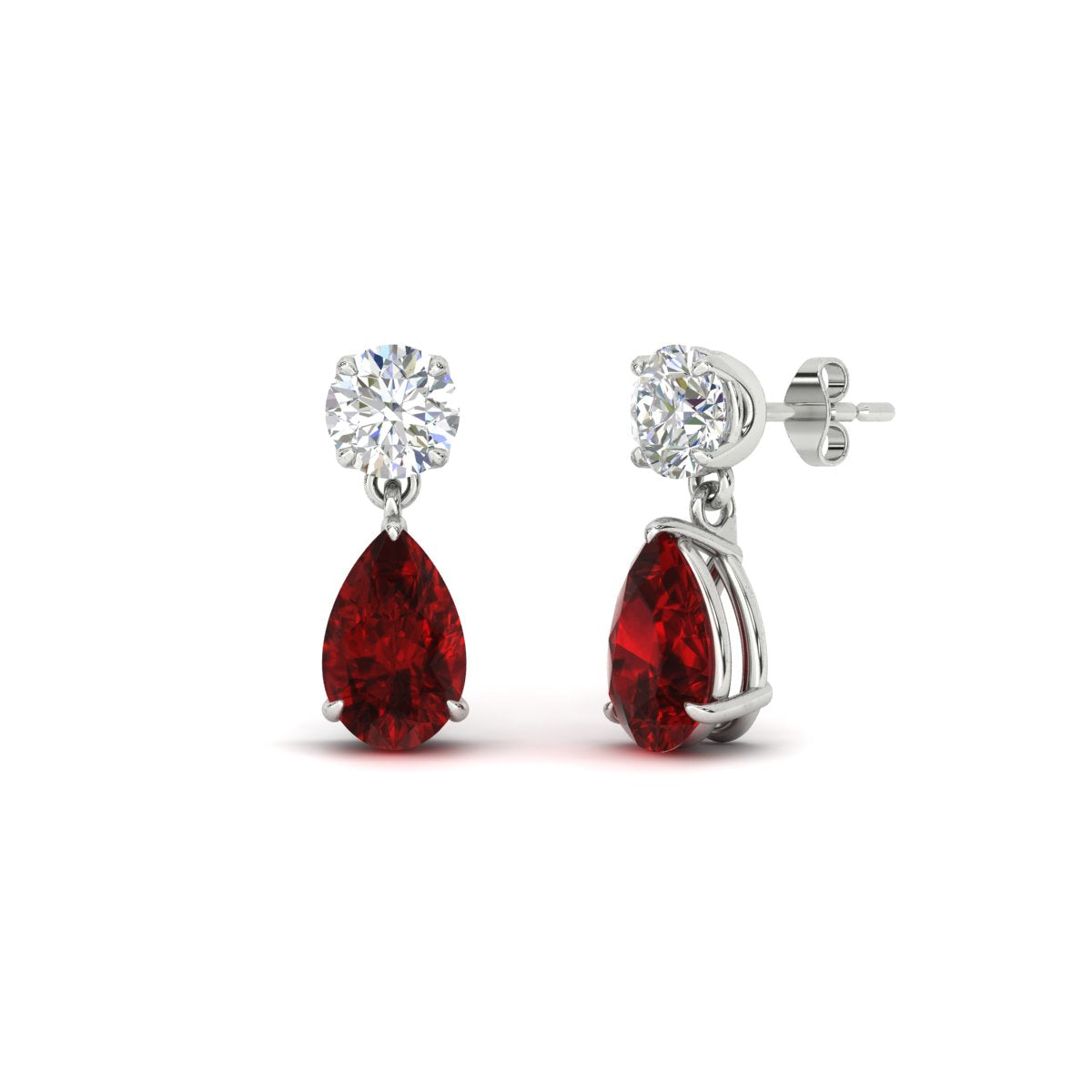 Round And Pear Drop Stud Earrings Fascinating Diamonds
