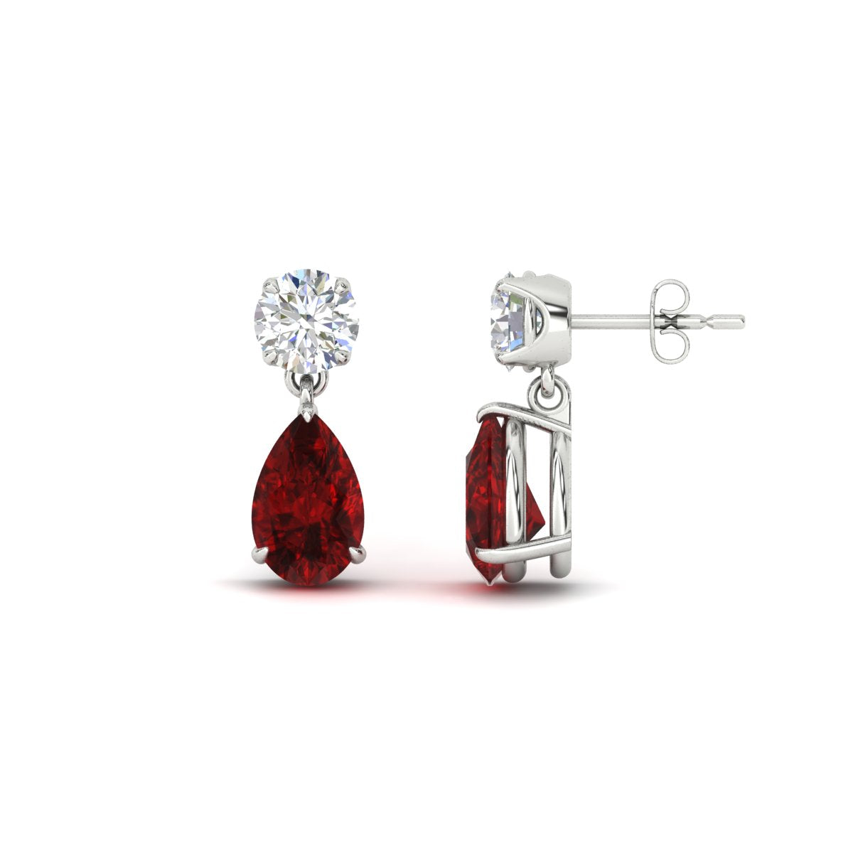 Round And Pear Drop Stud Earrings Fascinating Diamonds