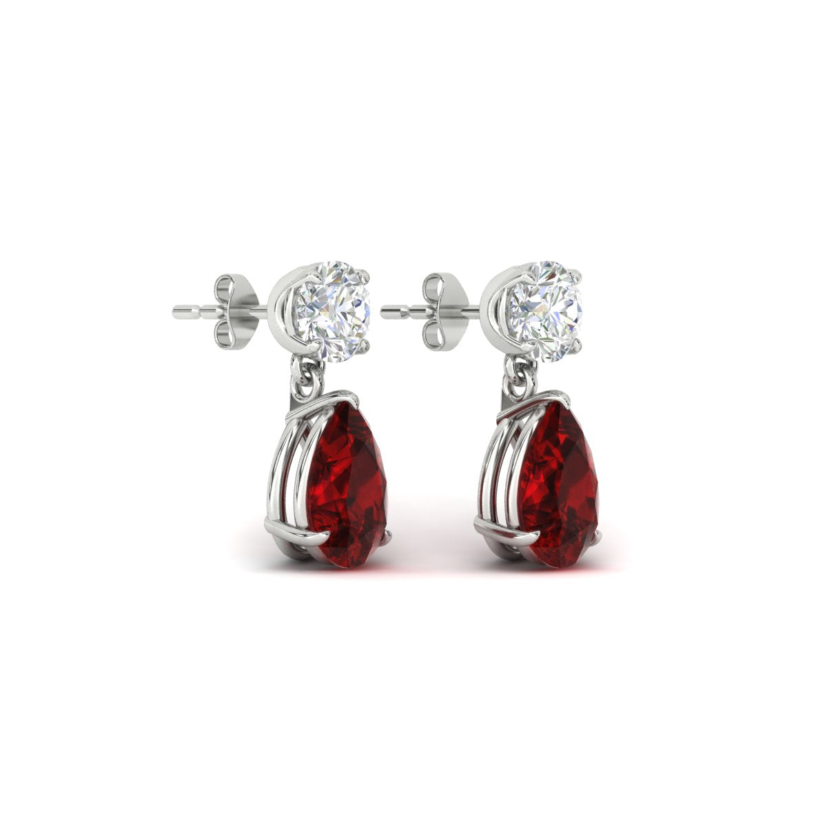 Round And Pear Drop Stud Earrings Fascinating Diamonds