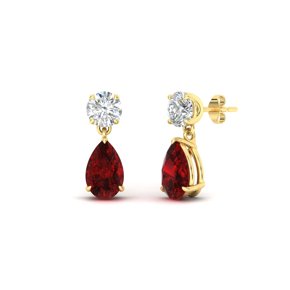 Round And Pear Drop Stud Earrings Fascinating Diamonds