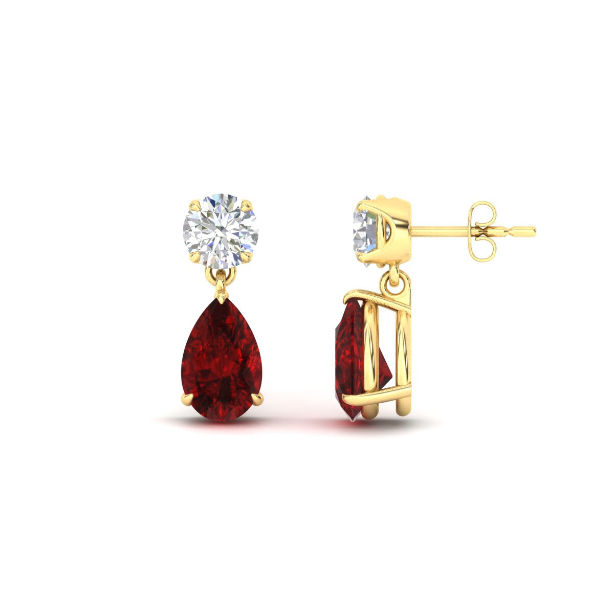 Round And Pear Drop Stud Earrings Fascinating Diamonds
