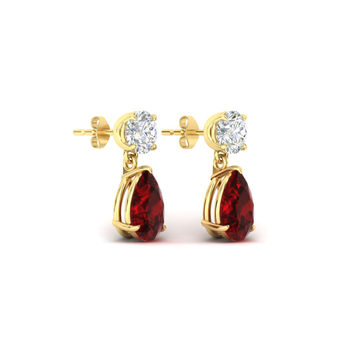 Round And Pear Drop Stud Earrings Fascinating Diamonds