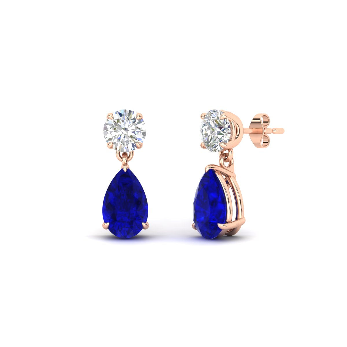 Round And Pear Drop Stud Earrings Fascinating Diamonds