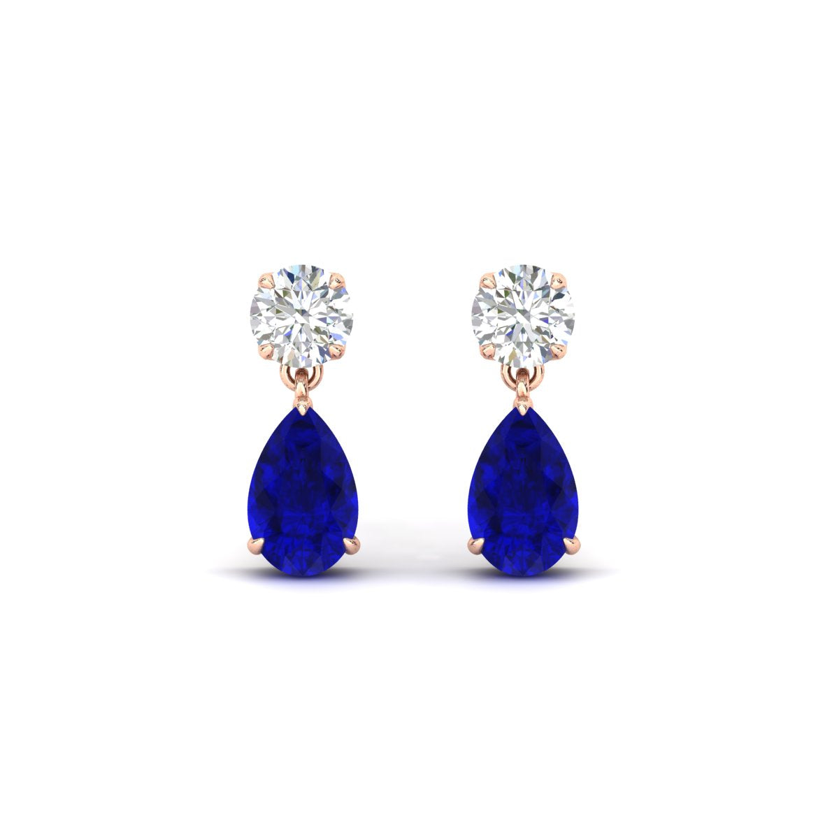 Round And Pear Drop Stud Earrings Fascinating Diamonds