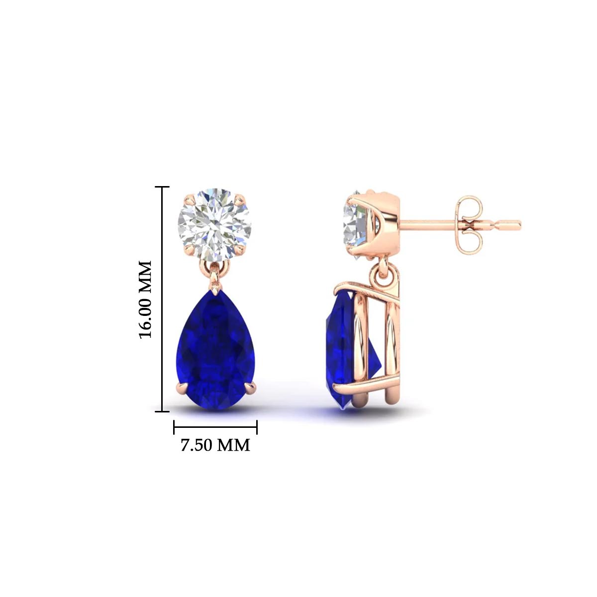 Round And Pear Drop Stud Earrings Fascinating Diamonds
