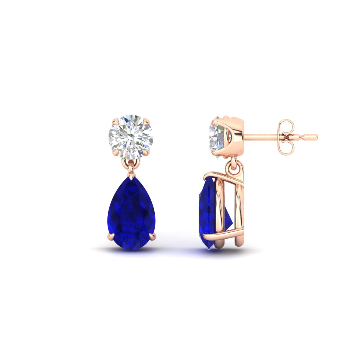 Round And Pear Drop Stud Earrings Fascinating Diamonds