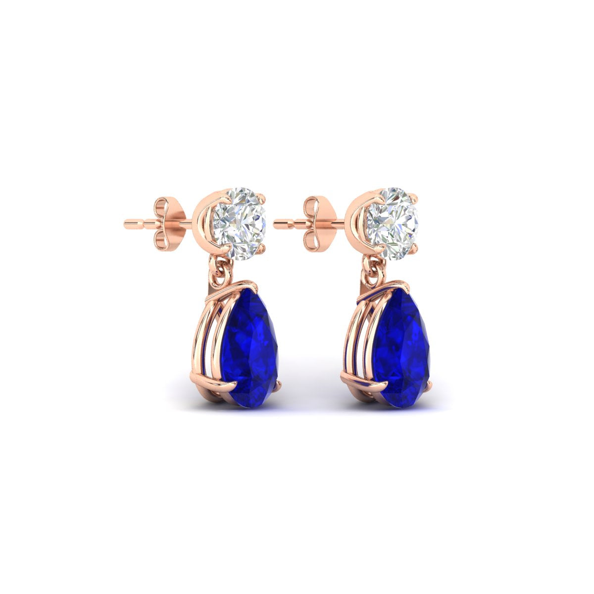 Round And Pear Drop Stud Earrings Fascinating Diamonds