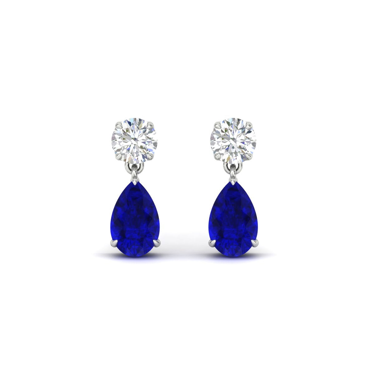 Round And Pear Drop Stud Earrings Fascinating Diamonds